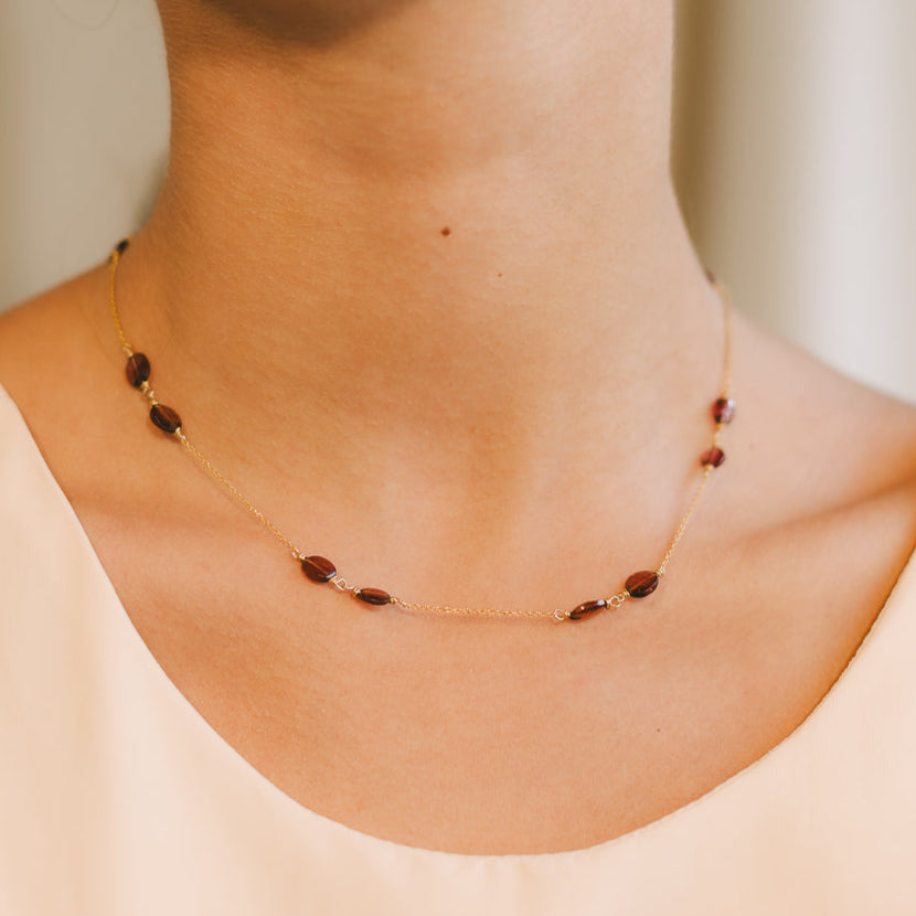 Laura Necklace #1 - Garnet & 14K Gold-Filled