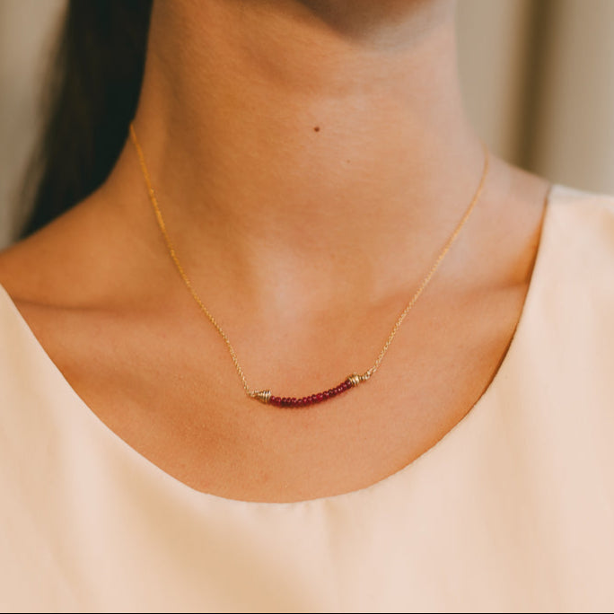 Alison Necklace #1 - Ruby & 14K Gold-Filled