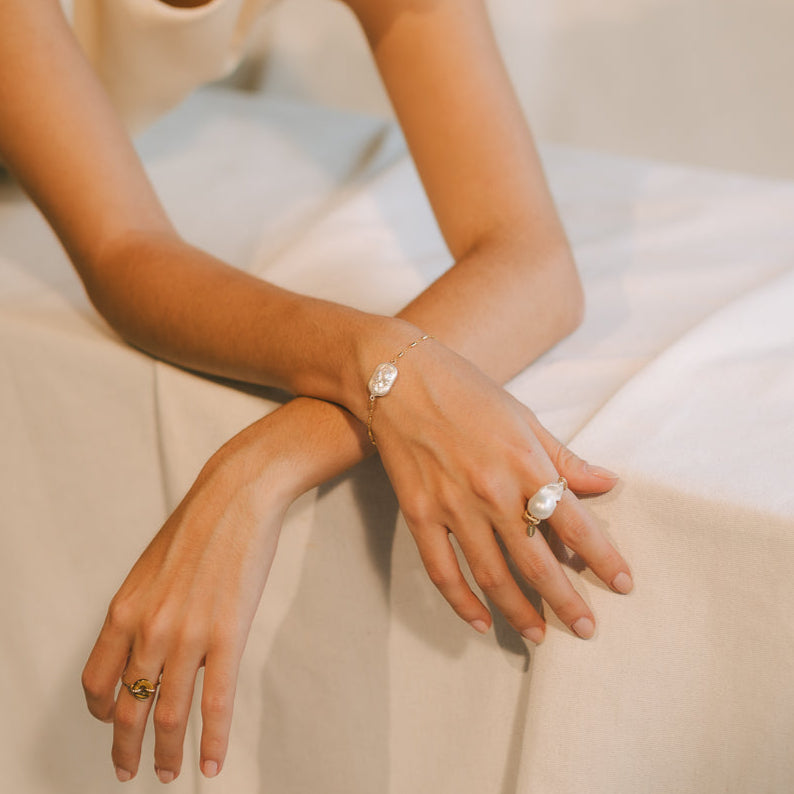 Keshi Bracelet #1 - Salmon Pearl & 14K Gold-Filled Bracelets FW25