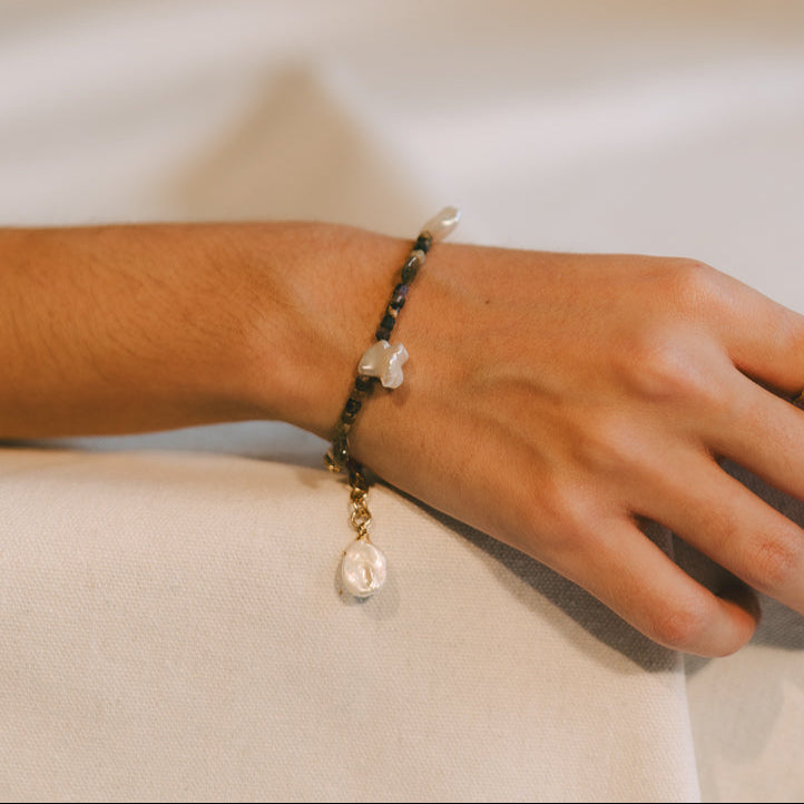 Isbelia Bracelet #1 - White Pearl, Quartz, Opal, Jasper & 14K Gold-Filled