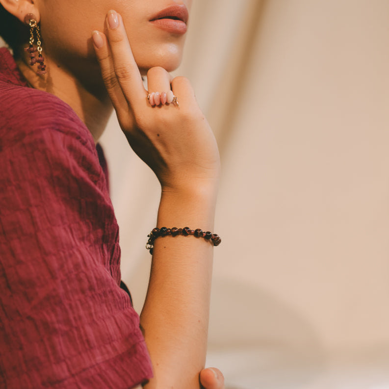 Encarnacion Bracelet #1 - Garnet, Tiger's Eye & 14K Gold-Filled Bracelets FW25