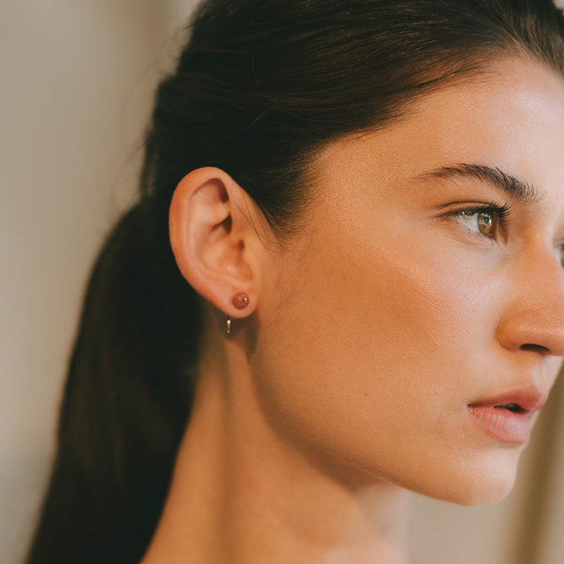 Solitario Earrings #2 (6mm) - Rhodonite & 14K Gold-Filled