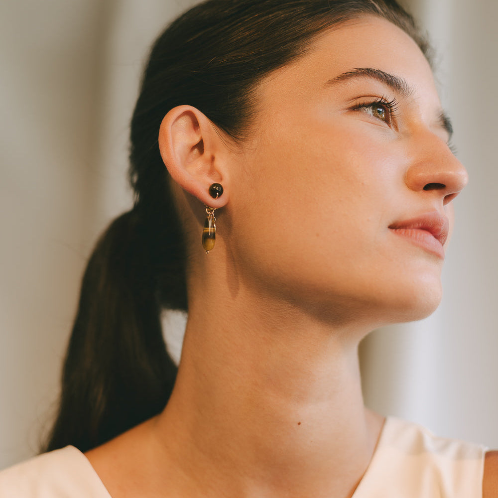 Melaza Earrings #1 (35mm) - Tiger's Eye & 14K Gold-Filled
