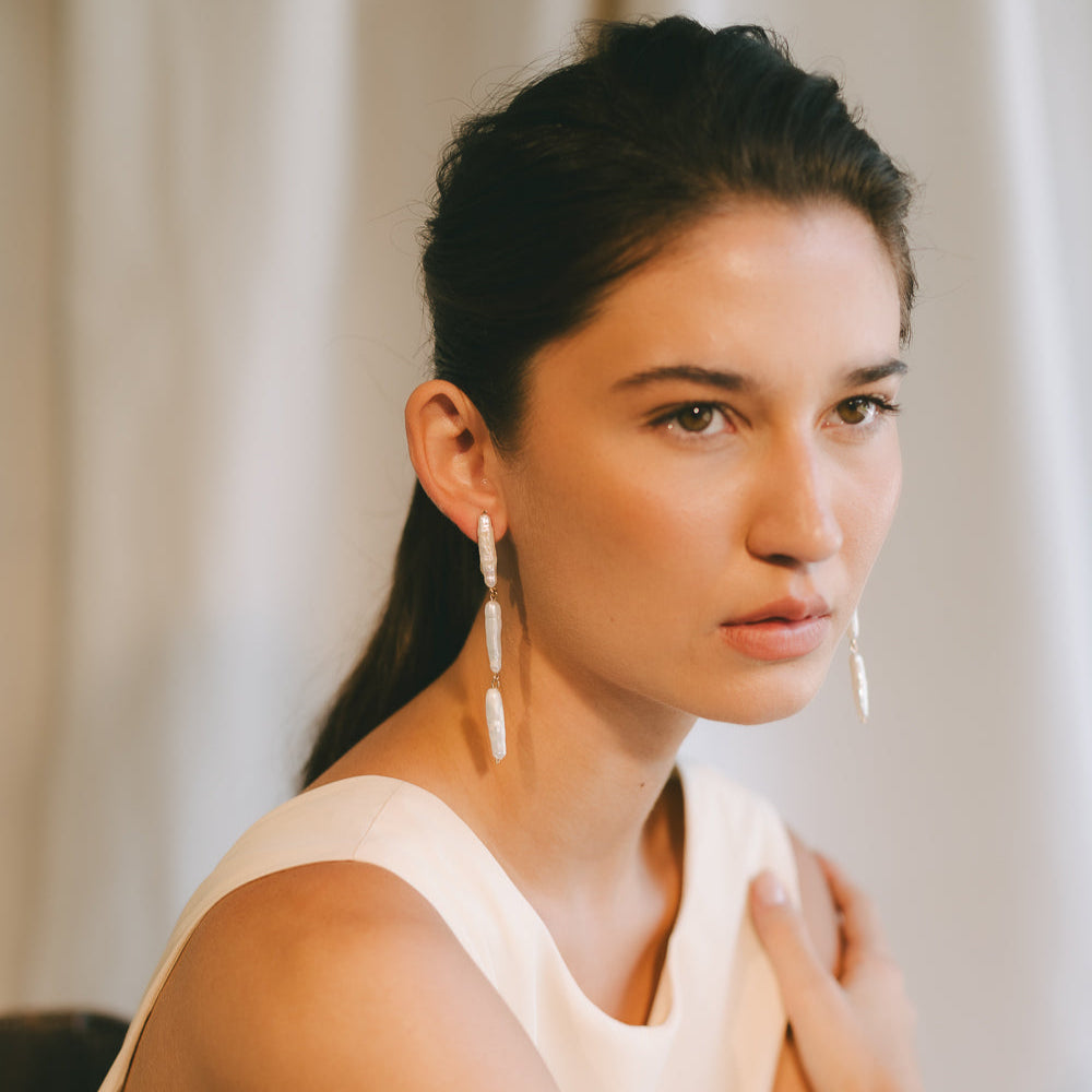 Akoya Earrings #7 (90mm) - White Pearl & 14K Gold-Filled Earrings FW25