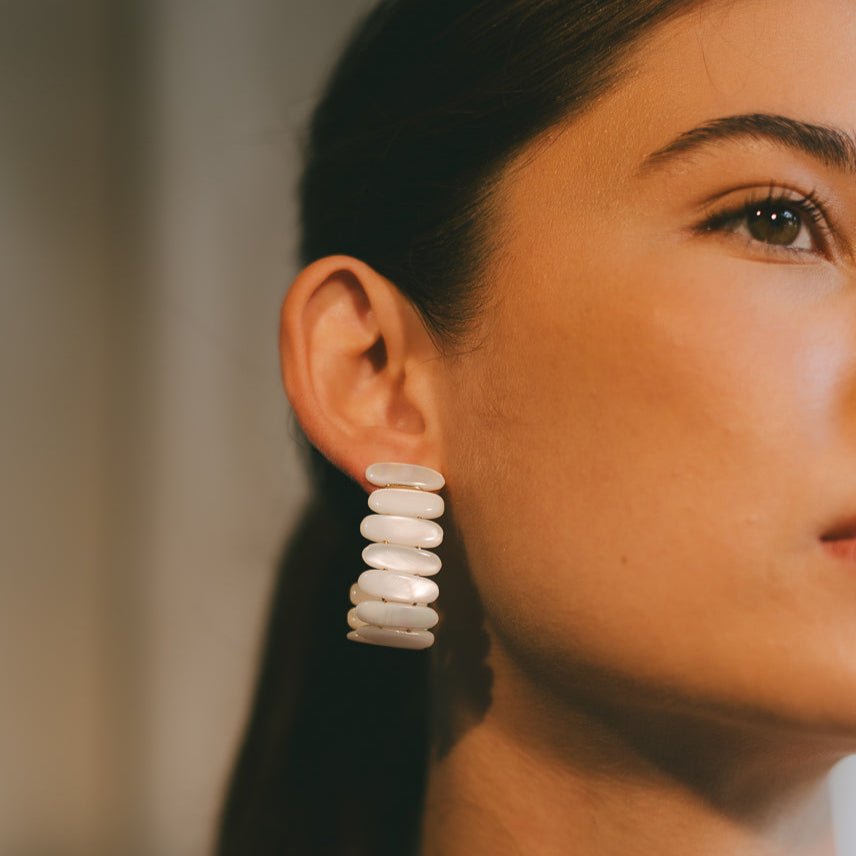 Gala Earrings #3 (40mm) - Nacre & 14K Gold-Filled