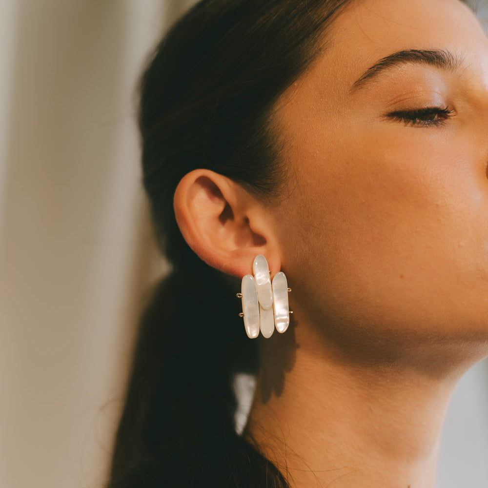 Gala Earrings #1 (45mm) - Nacre & 14K Gold-Filled
