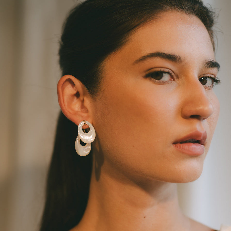 Gala Earrings #2 (35mm) - Nacre & 14K Gold-Filled