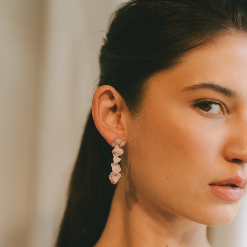 Neith Earrings #1 (35mm) - Tourmaline, Moonstone & 14K Gold-Filled