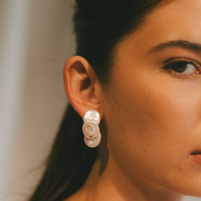 Odalys Earrings #1 (30mm) - Pearl Cay & 14K Gold-Filled Earrings FW25