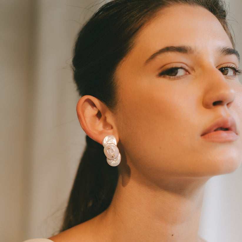 Odalys Earrings #1 (30mm) - Pearl Cay & 14K Gold-Filled Earrings FW25