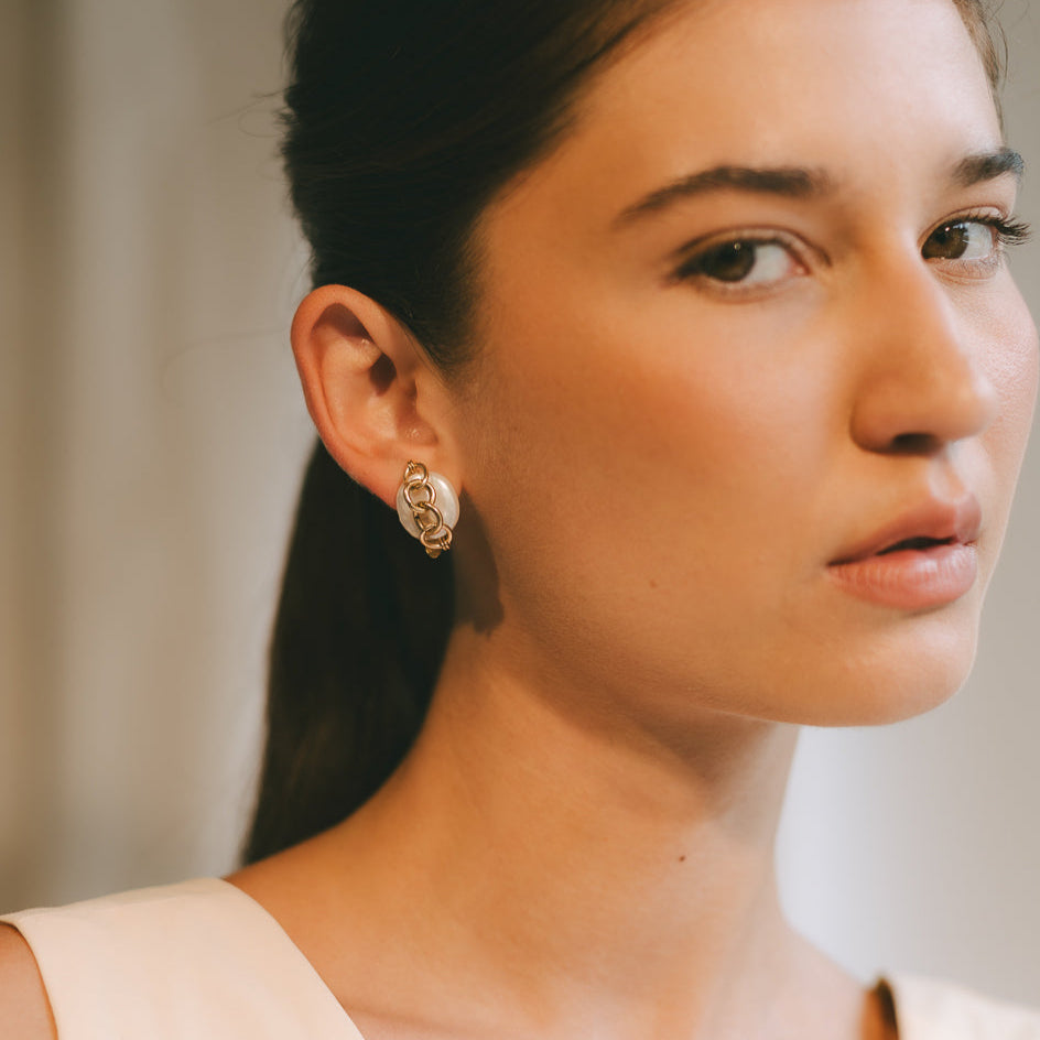 Oriana Earrings #1 (25mm) - Pearl Cay & 14K Gold-Filled Earrings FW25