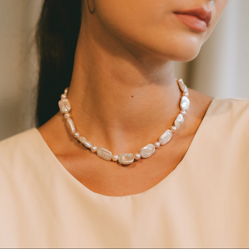 Keshi Necklace #3 - Salmon Pearl & 14K Gold-Filled Necklaces FW25