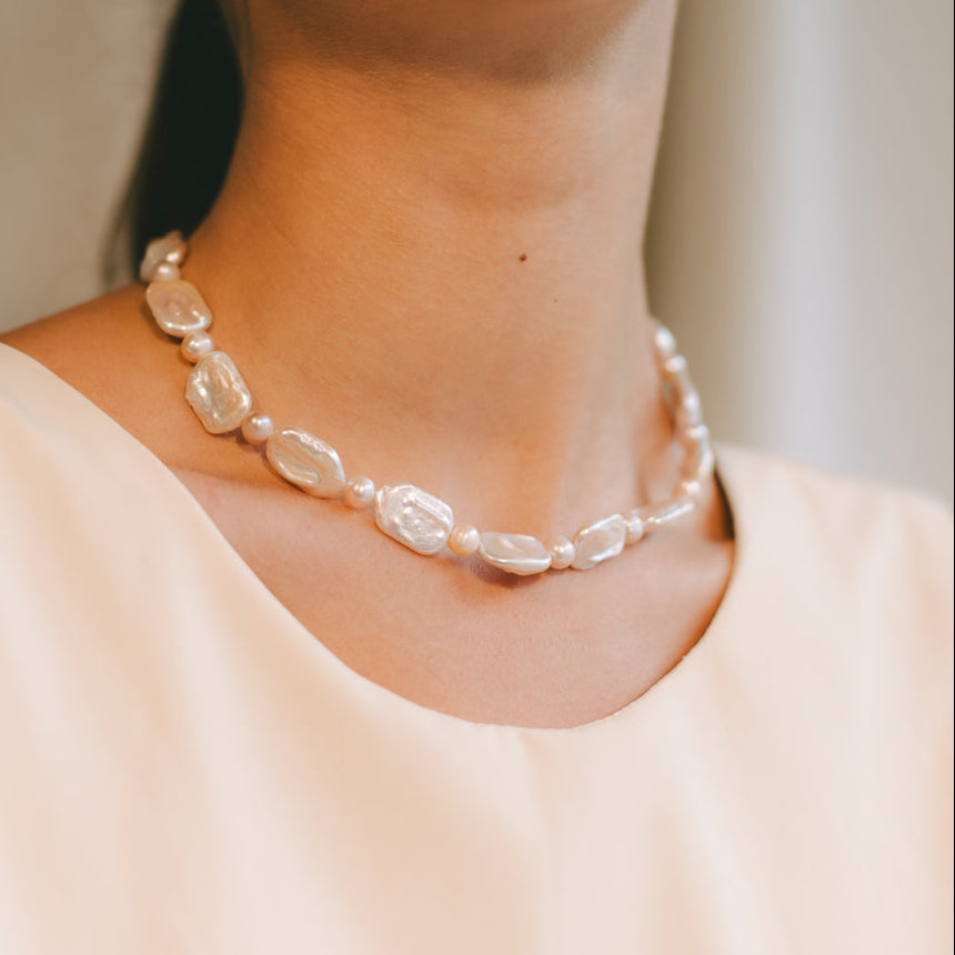 Keshi Necklace #3 - Salmon Pearl & 14K Gold-Filled Necklaces FW25