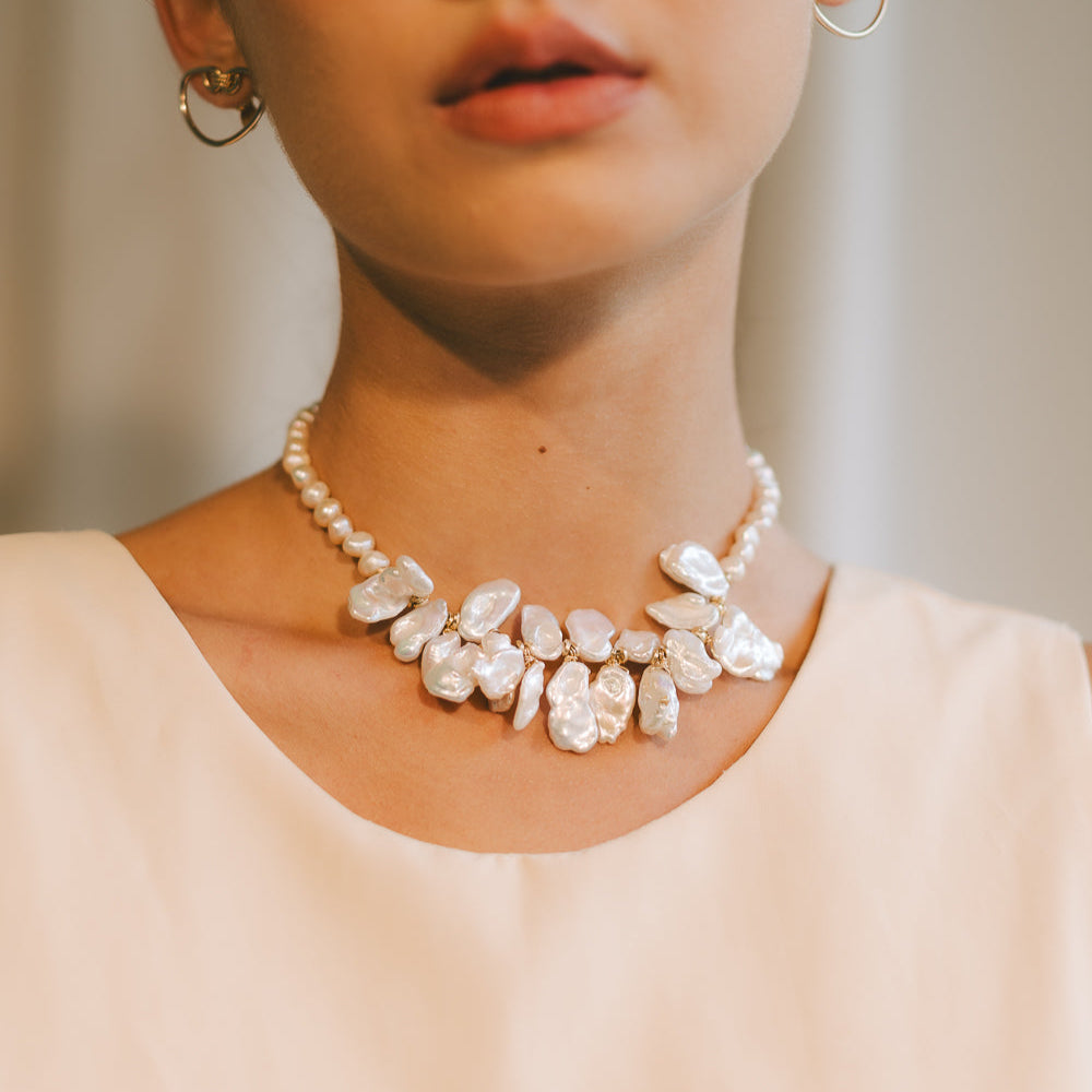 Dominga Necklace #1 - White Pearl & 14K Gold-Filled Necklaces FW25