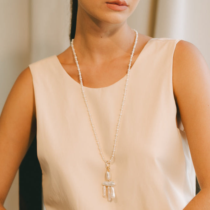 Mantuana Necklace #2 - White Pearl & 14K Gold-Filled Necklaces FW25