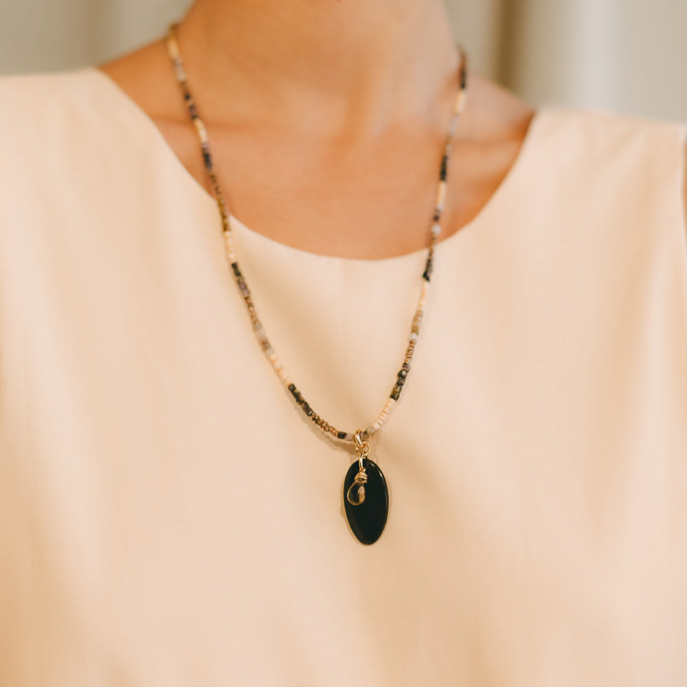 Panela Necklace #1 - Quartz, Seashell & 14K Gold-Filled