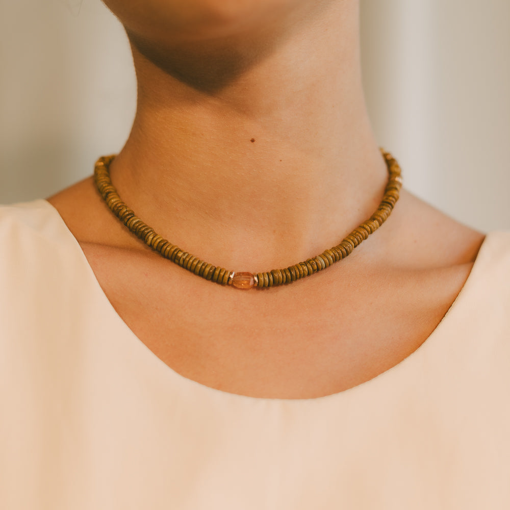Papelon Necklace #1 - Topaz, Jasper & 14K Gold-Filled