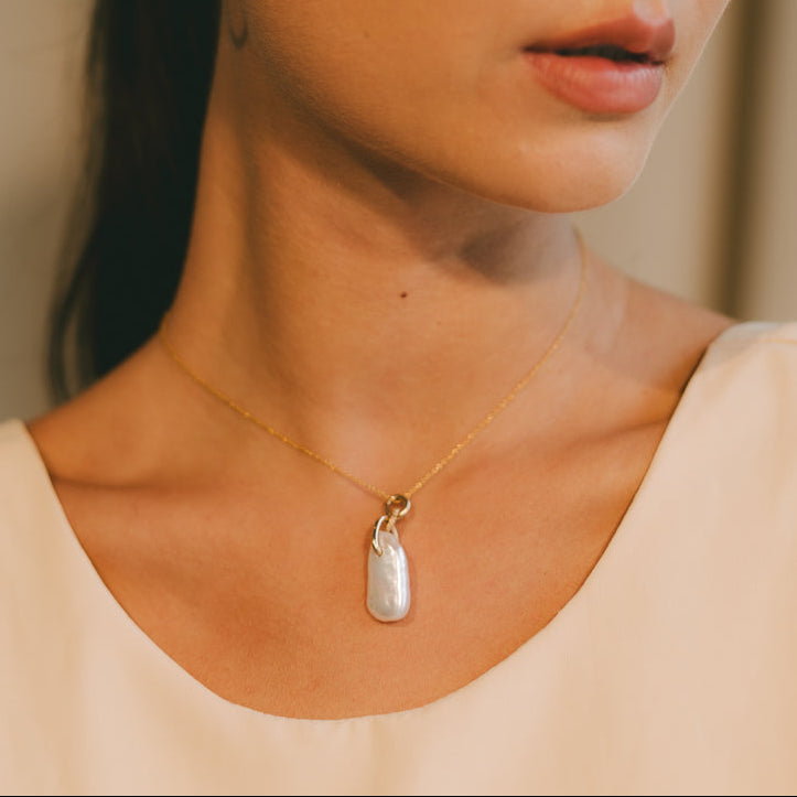 Keshi Necklace #5 - White Pearl & 14K Gold-Filled Necklaces FW25