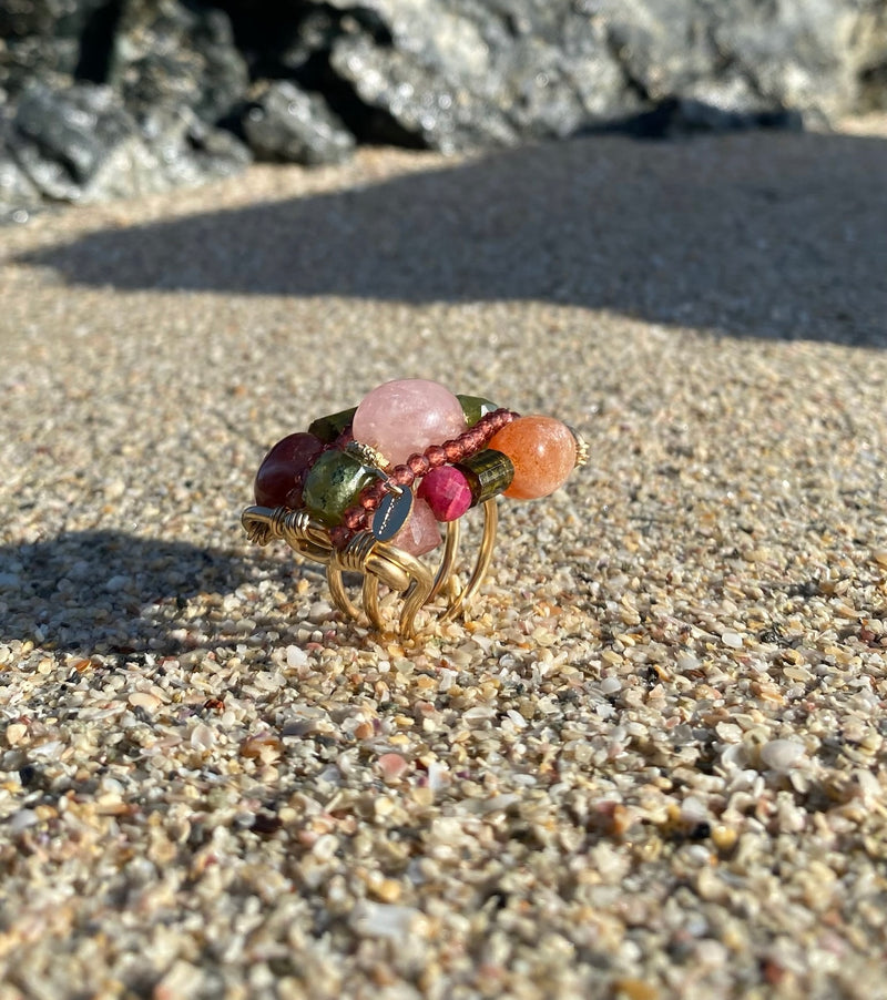 Mermelada Colored Ring - Morganita, Granate, Ruby, Sunstone, Tourmalina Verde, Garnet Crosular Verde, Cuarzo cherry Rings TARBAY   