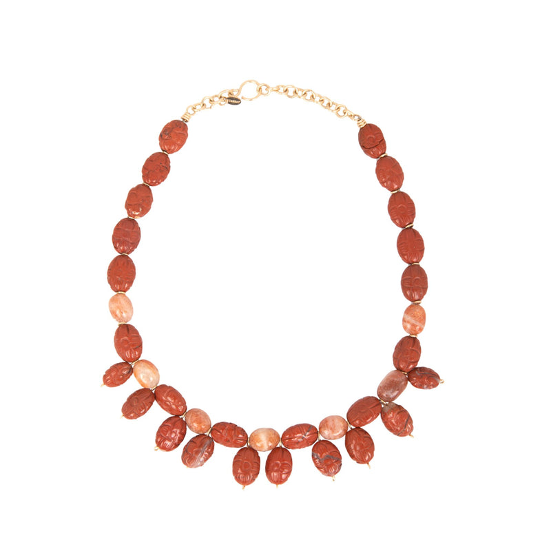 Mauritia Necklace #01 - Jaspe Rojo, Piedra del Sol Necklaces TARBAY   