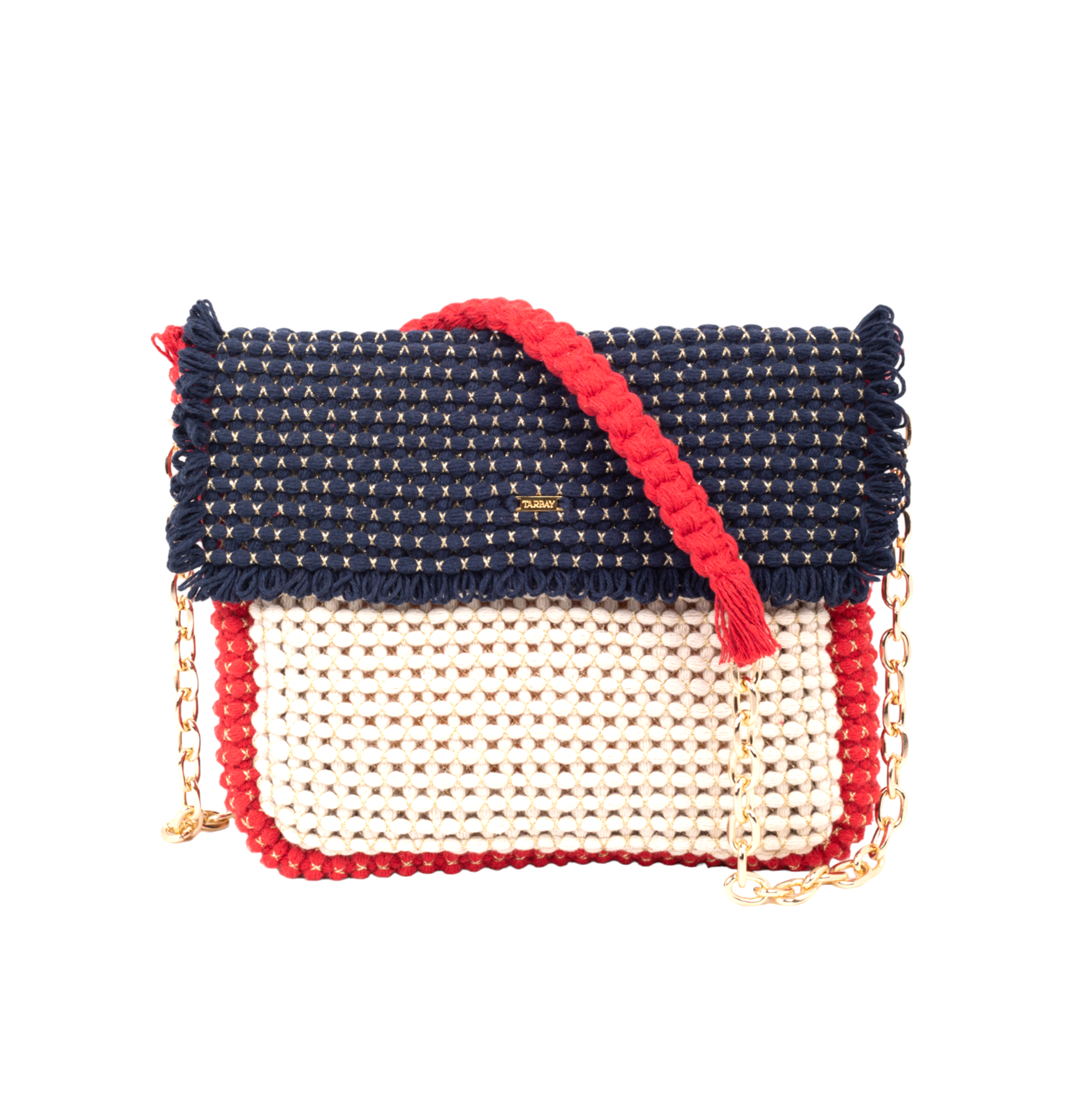 Gossypium Flat Crossbody - Blue, Red & Buttercream Clutch & Crossbody Bags TARBAY   