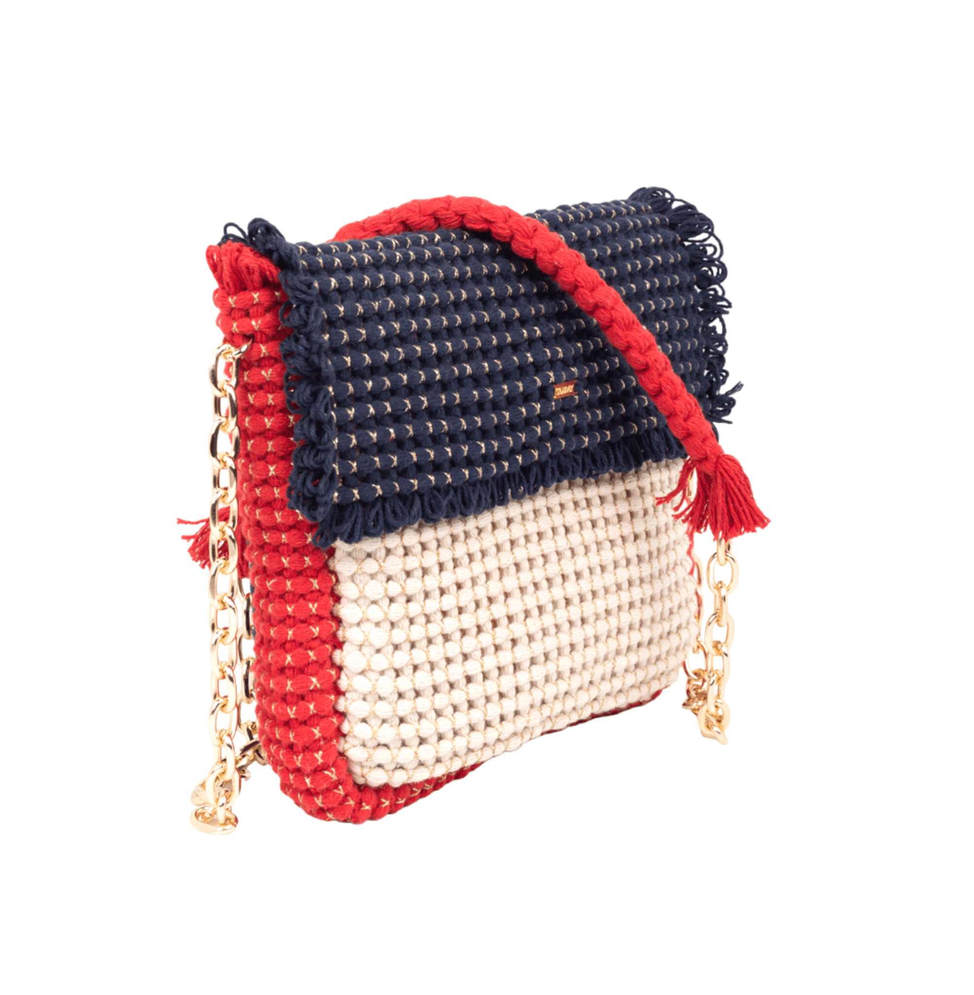 Gossypium Flat Crossbody - Blue, Red & Buttercream Clutch & Crossbody Bags TARBAY   
