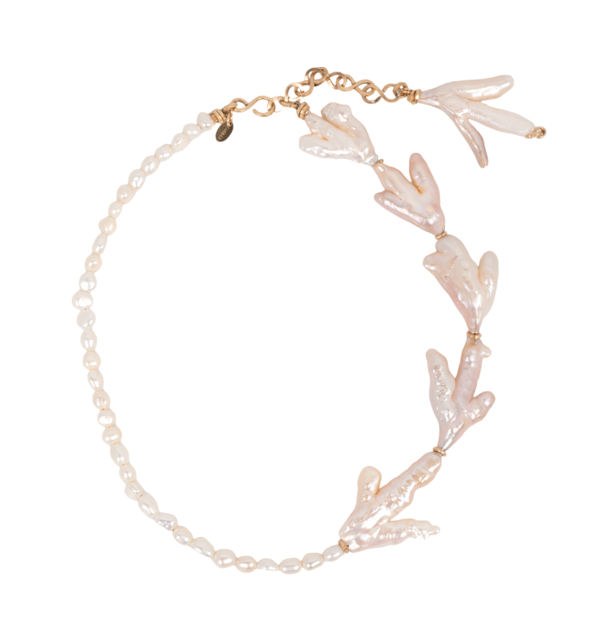 Moss Necklace #1 - Salmon Pearl Necklaces TARBAY   