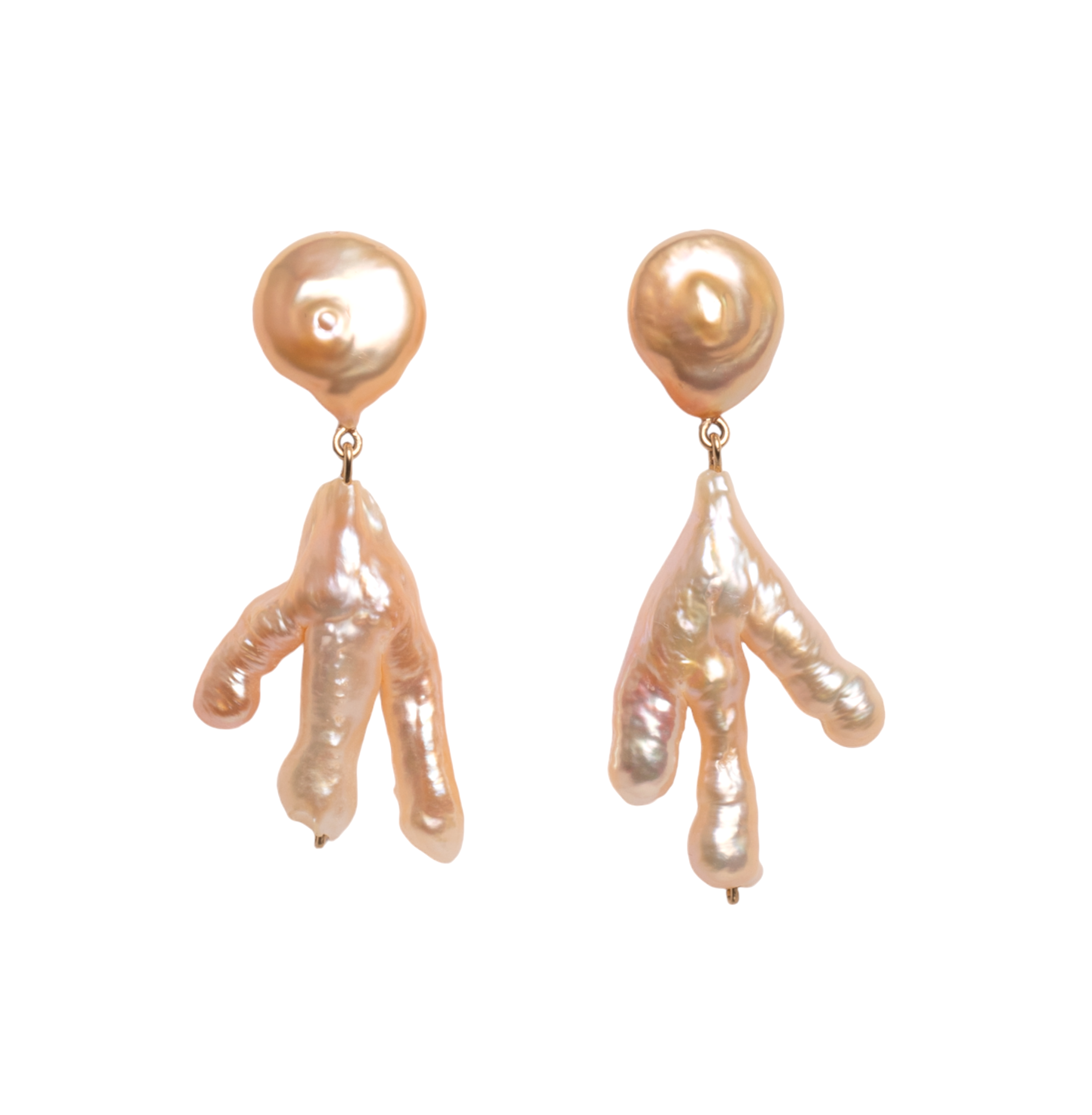 Moss Earrings - Salmon Pearl Earrings TARBAY   