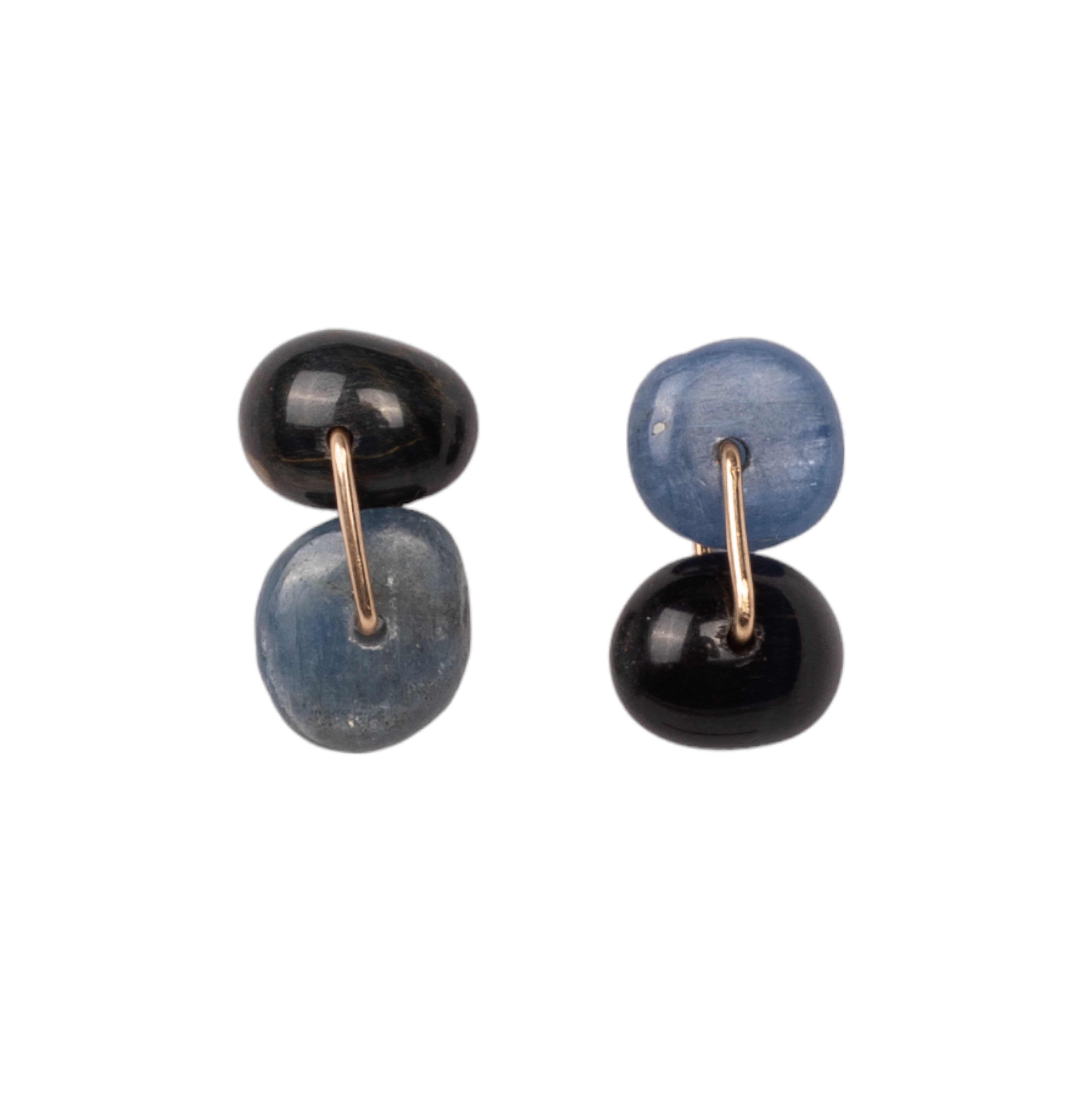 Rigel Earrings (30mm) - Kyanite & Blue Tiger Eye Earrings TARBAY   