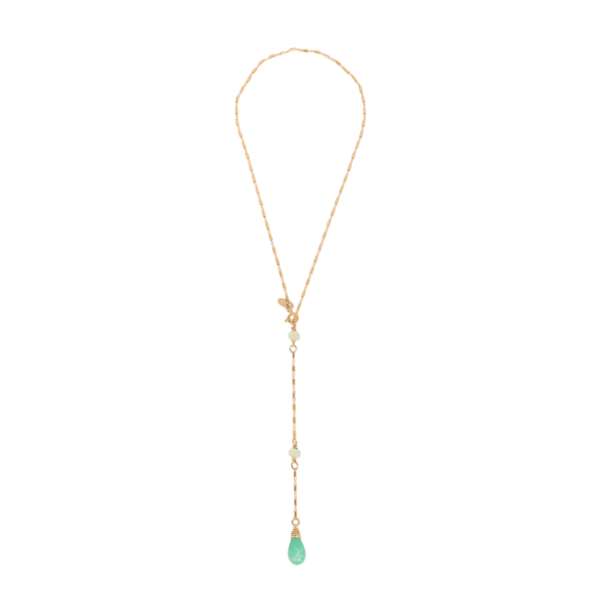 Gema Pendulum Necklace #1 - Prehnite, Chrysoprase & 14K Gold-Filled Necklaces TARBAY