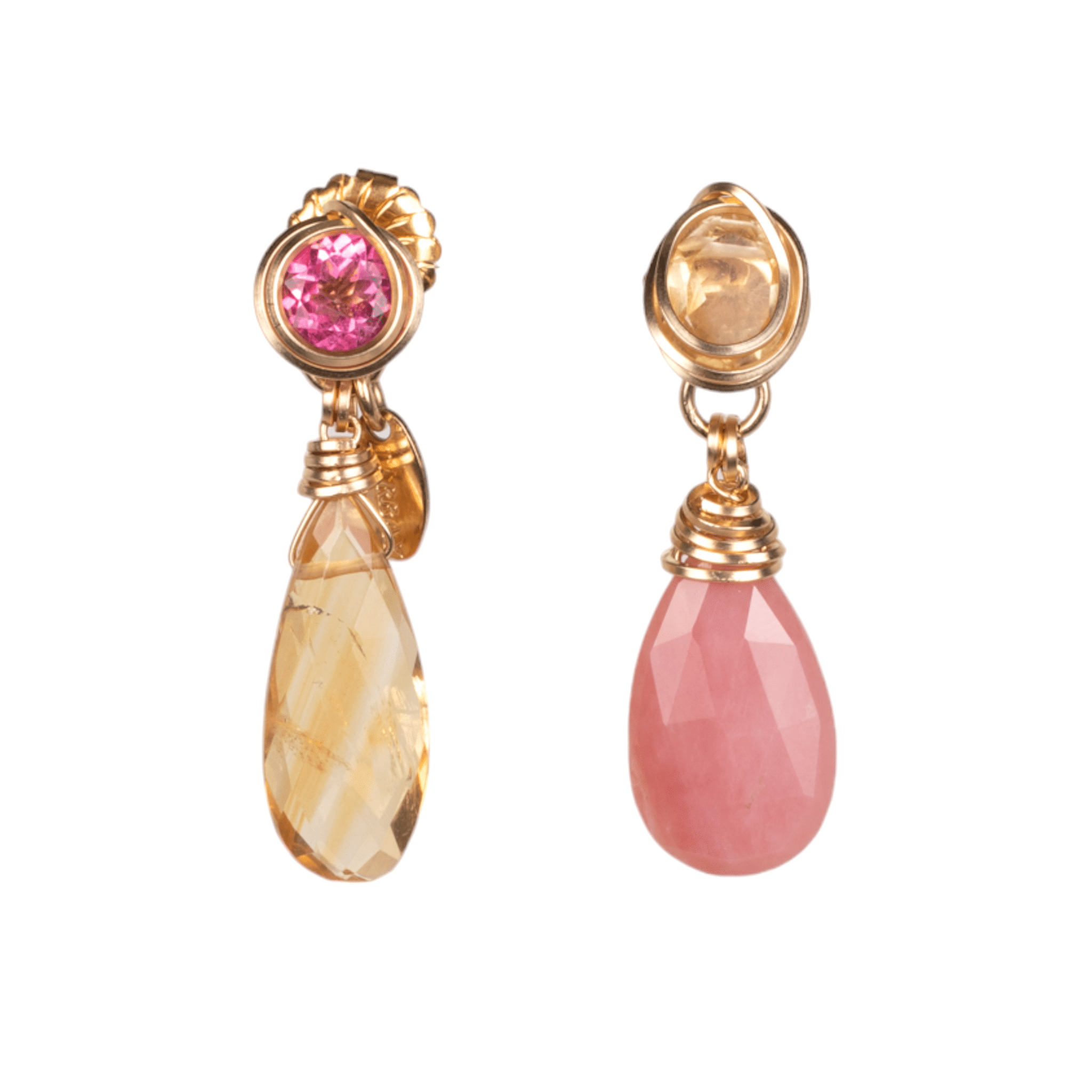 Carmencita Earrings #4 (40mm) - Rose Sapphire & Citrine Earrings TARBAY