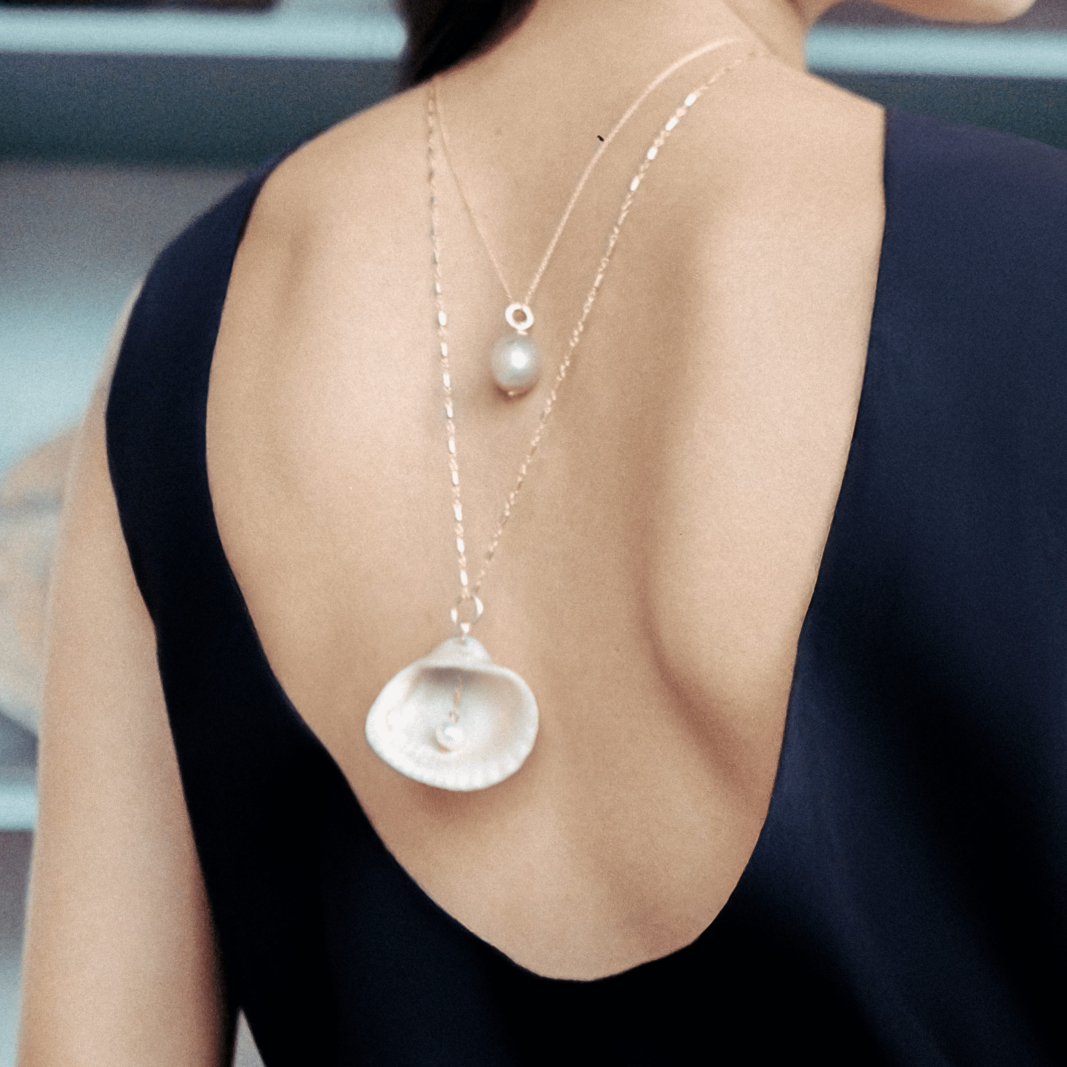 Concha Necklace #1 - White Pearl, Seashell & 14K Gold-Filled