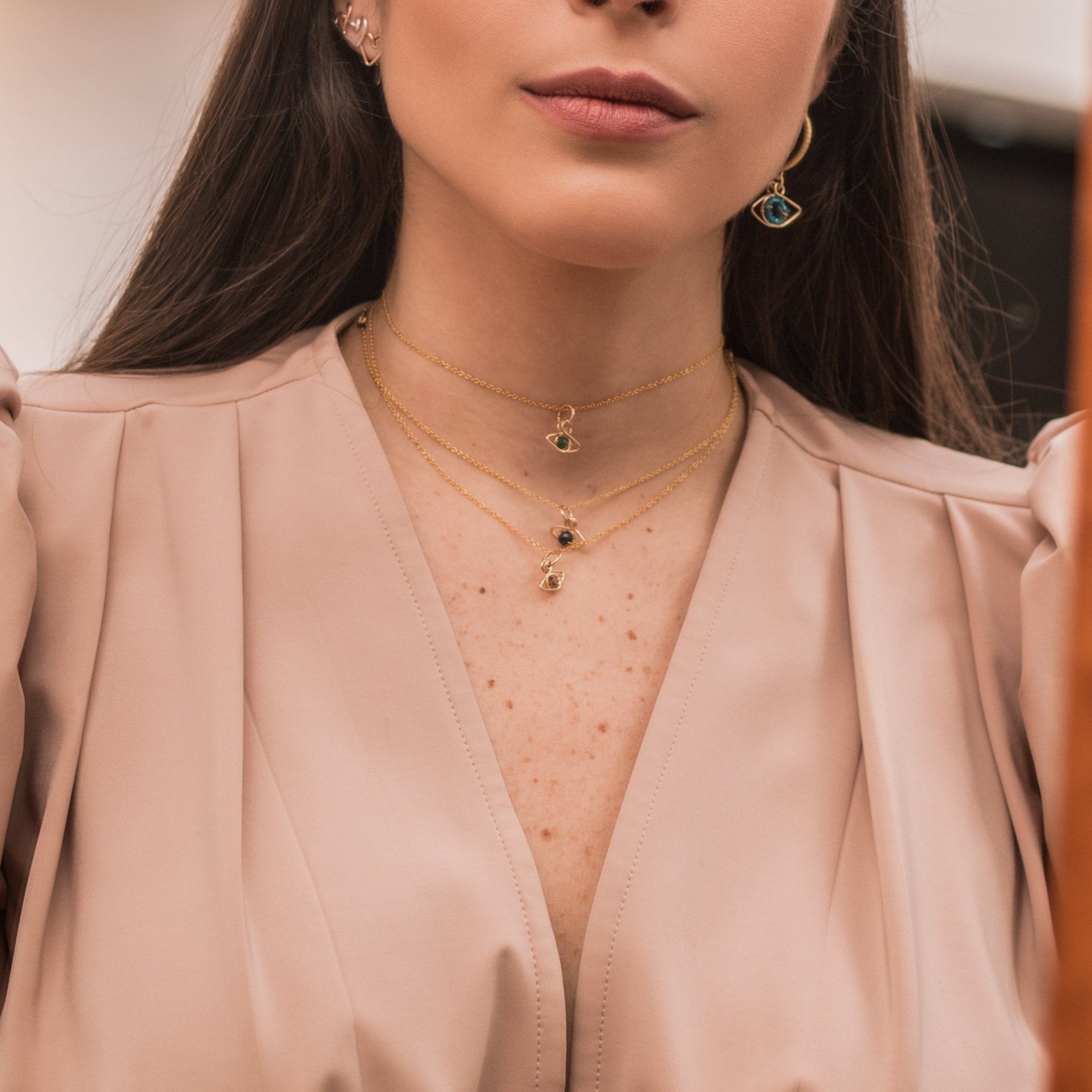 Ojos Pendant with chain (40cm) - Andalusite Necklaces TARBAY   