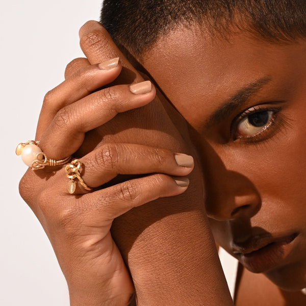 Pearl Ring #5 (14mm) - Pearl & Yellow Gold Rings TARBAY   