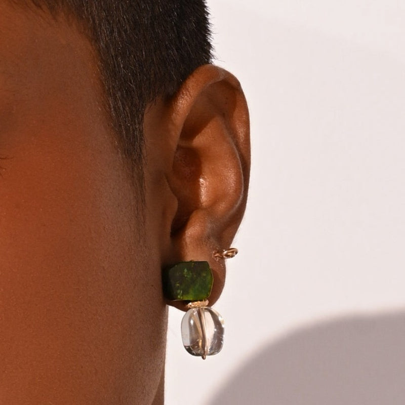 Bromelia Earrings #1 (25mm) - Jade Verde, Amatista Verde Earrings TARBAY   