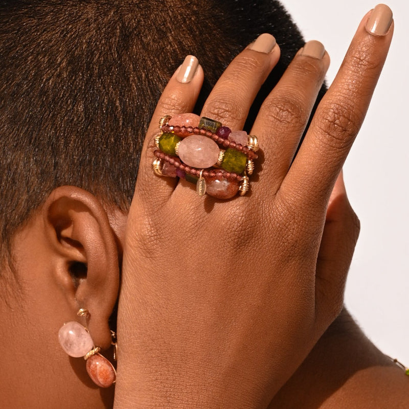 Mermelada Colored Ring - Morganita, Granate, Ruby, Sunstone, Tourmalina Verde, Garnet Crosular Verde, Cuarzo cherry Rings TARBAY   