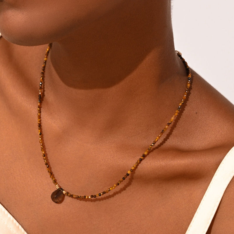 Azalea Necklace - Ojo de Tigre, Cuarzo Ahumado Necklaces TARBAY   