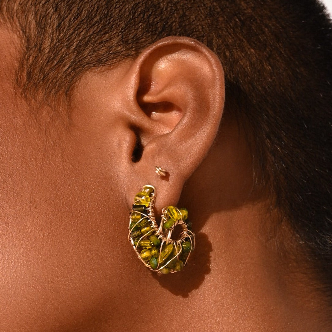 Senecio Earrings #1 (30mm) - Peridoto, Tourmalina Verde, Zafiro Verde Earrings TARBAY   