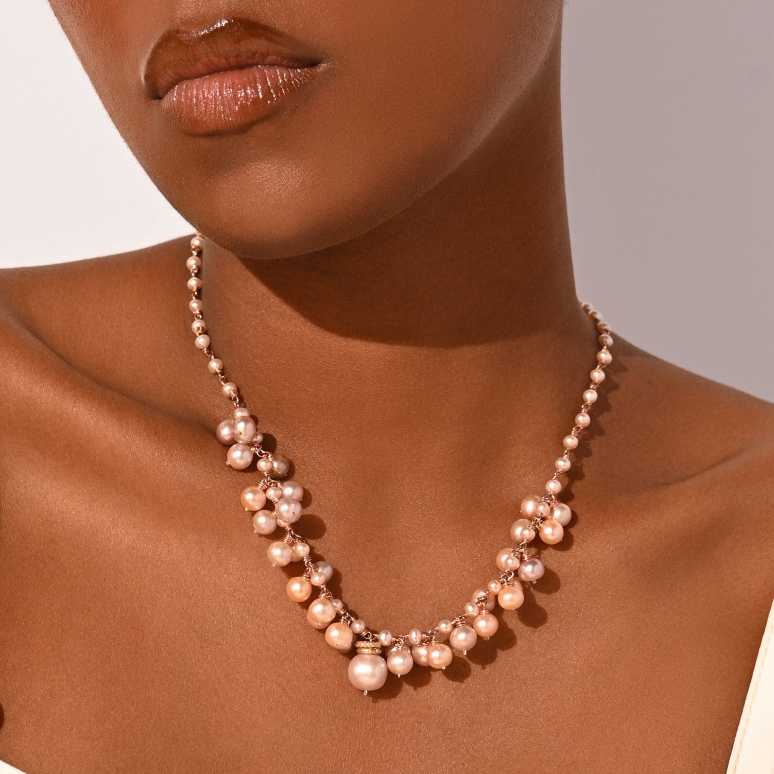 Margarita Pearls Necklace #18 Salmon Pearl Necklaces TARBAY   
