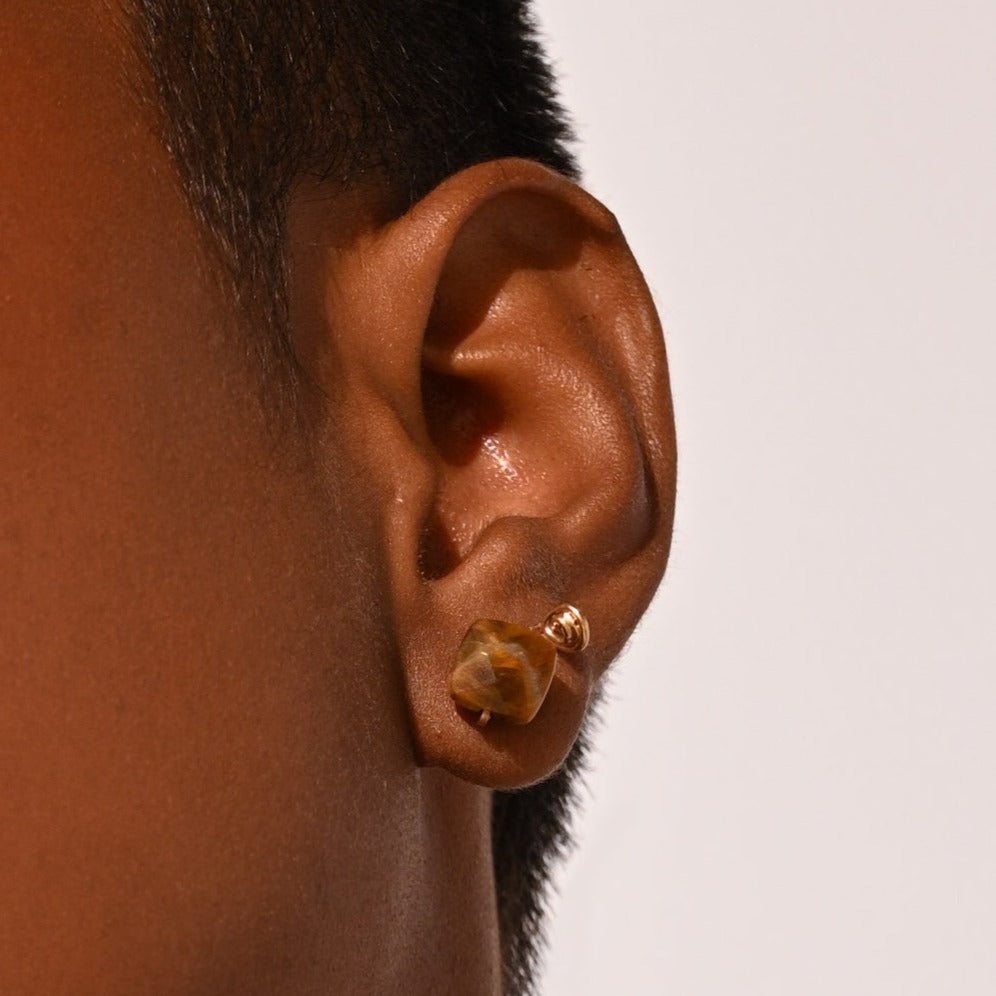 Solitario Earrings #1 (8mm) - Ojo de Tigre Earrings TARBAY   