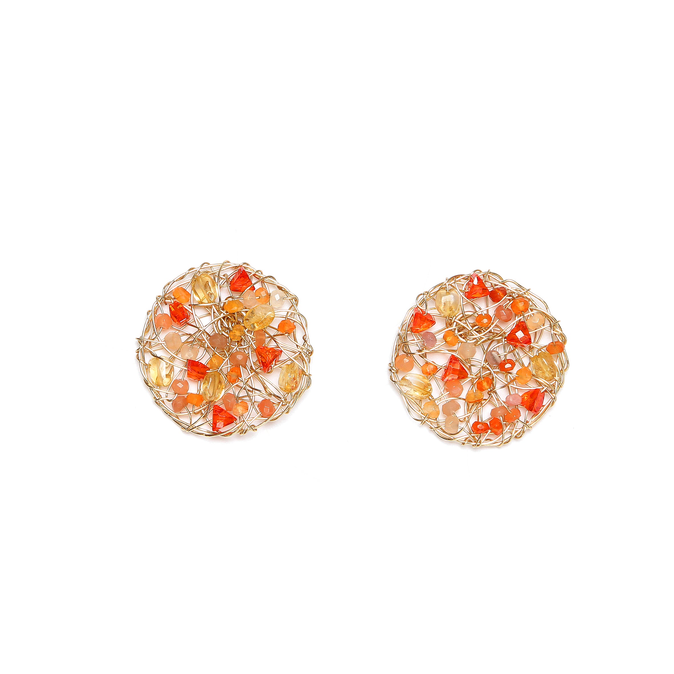 Aura Earrings #1 (30mm) - Orange Mix Gems Earrings TARBAY   