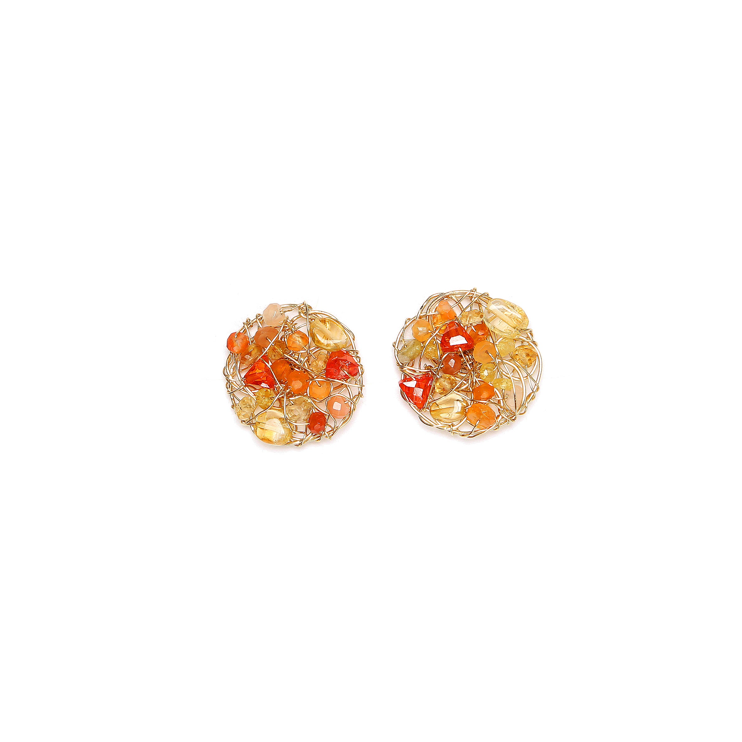 Aura Stud Earrings #1 (20mm) - Orange Mix Gems Earrings TARBAY   