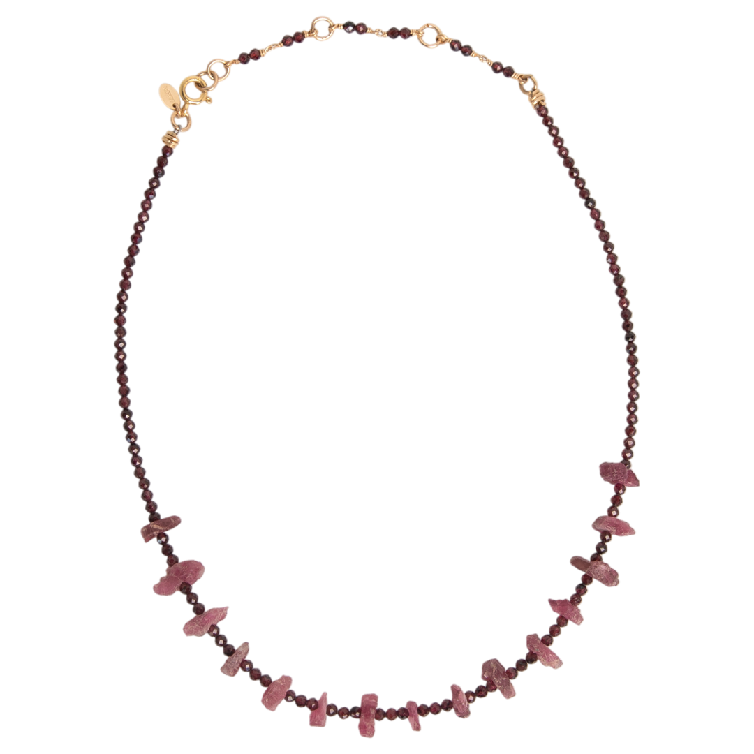 Andrea Necklace #1 - Garnet, Tourmaline & 14K Gold-Filled