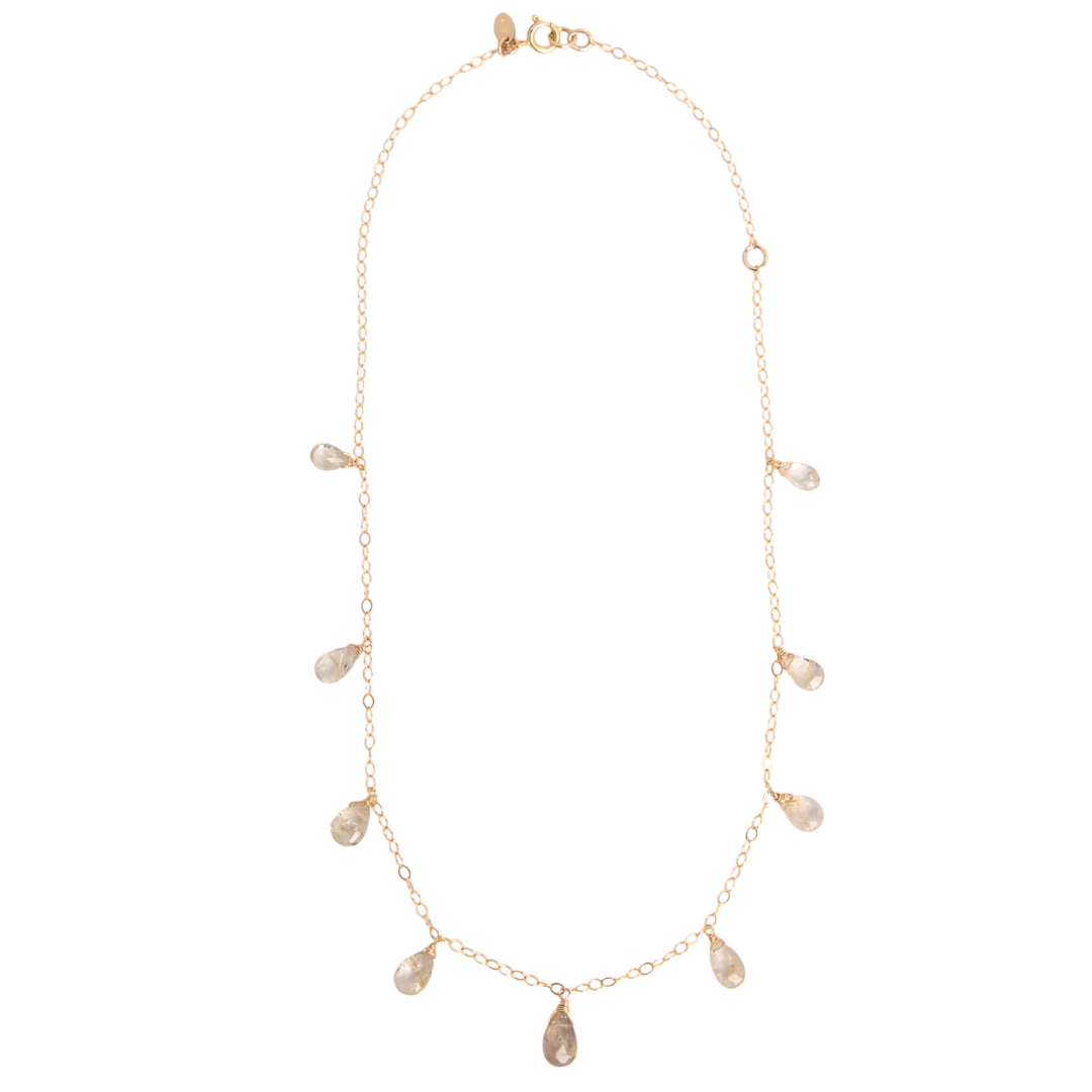 Pensamientos Necklace #2 - Rutilated Quartz & 14K Gold-Filled