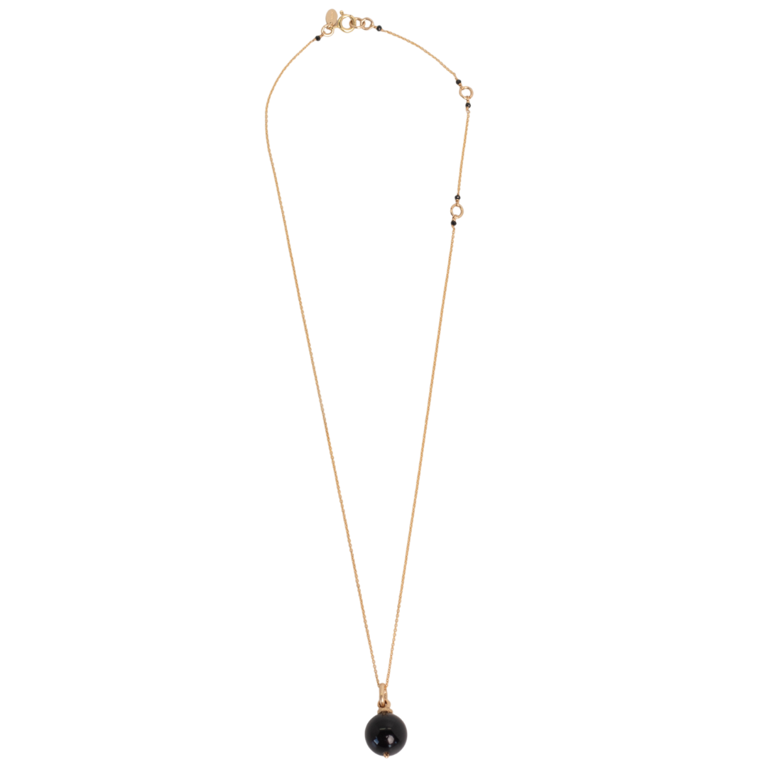 Solitario Necklace #1 - Black Agate & 14K Gold-Filled
