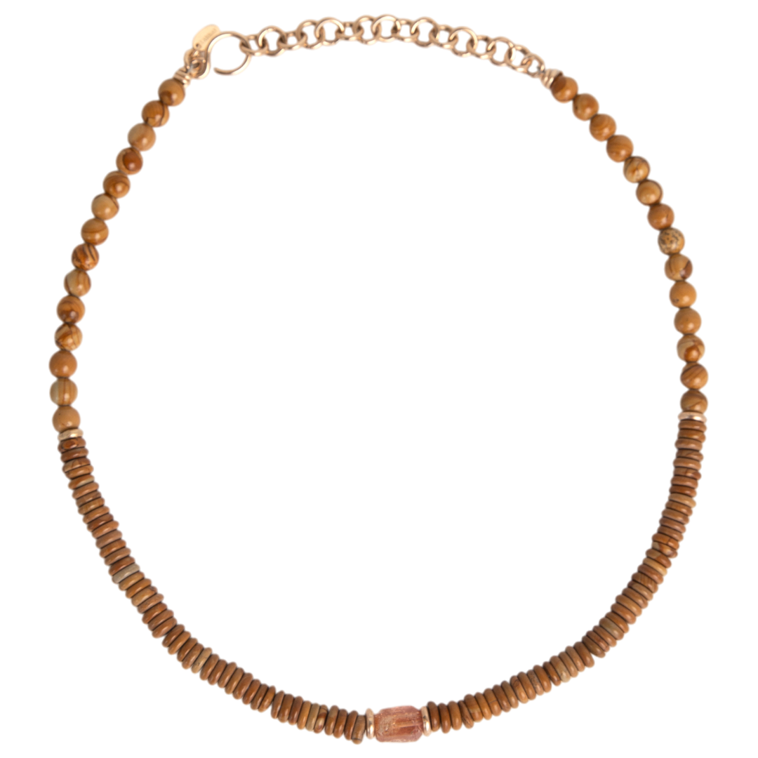 Papelon Necklace #1 - Topaz, Jasper & 14K Gold-Filled