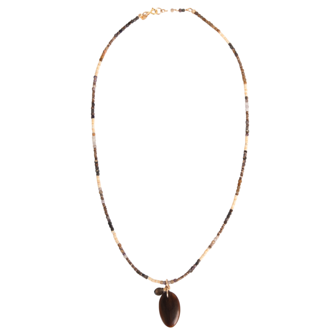Panela Necklace #1 - Quartz, Seashell & 14K Gold-Filled