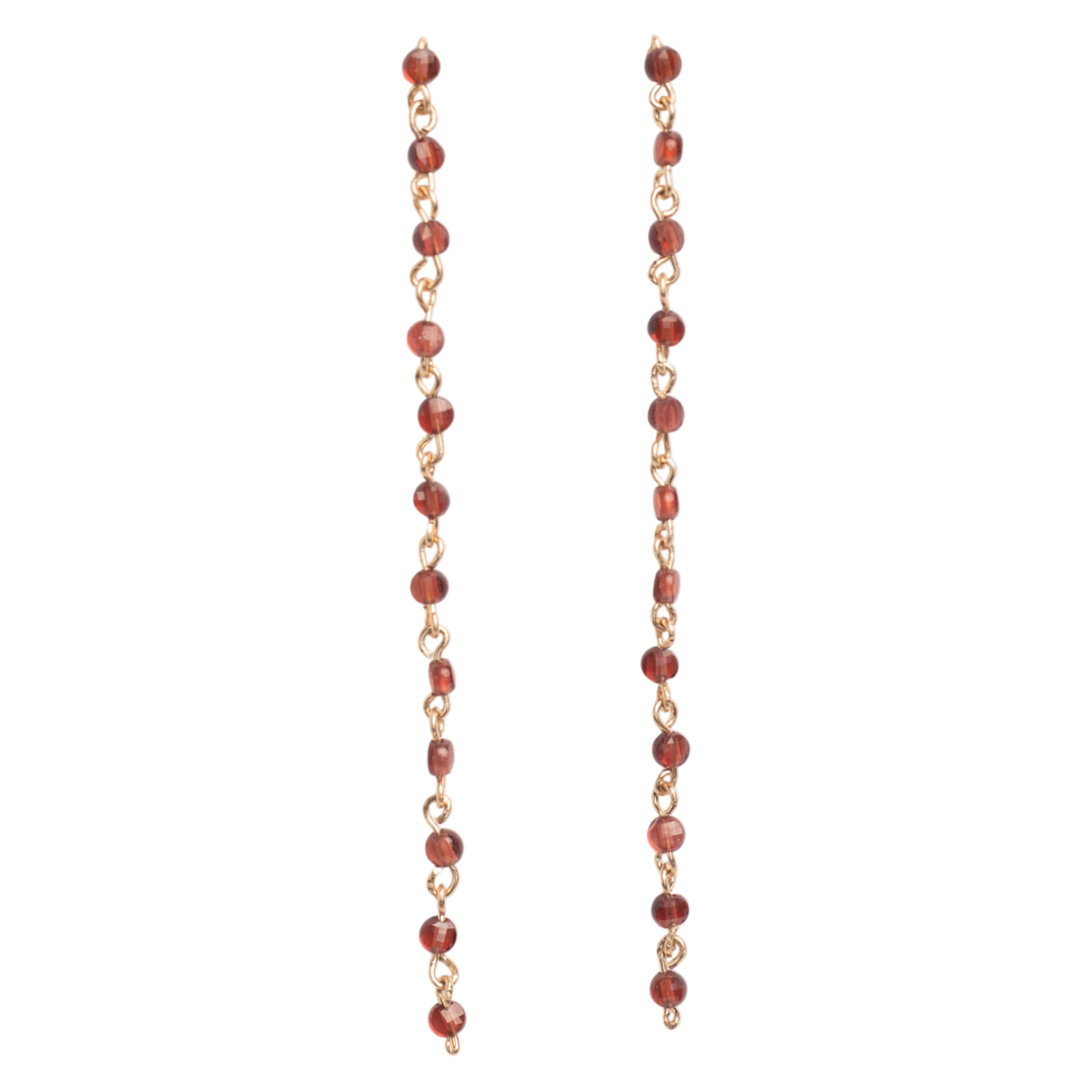 Mariana Earrings #1 (90mm) - Garnet & 14K Gold-Filled