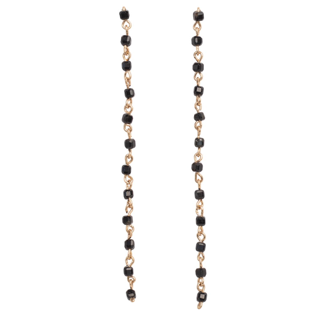 Mariana Earrings #1 (90mm) - Black Spinel & 14K Gold-Filled