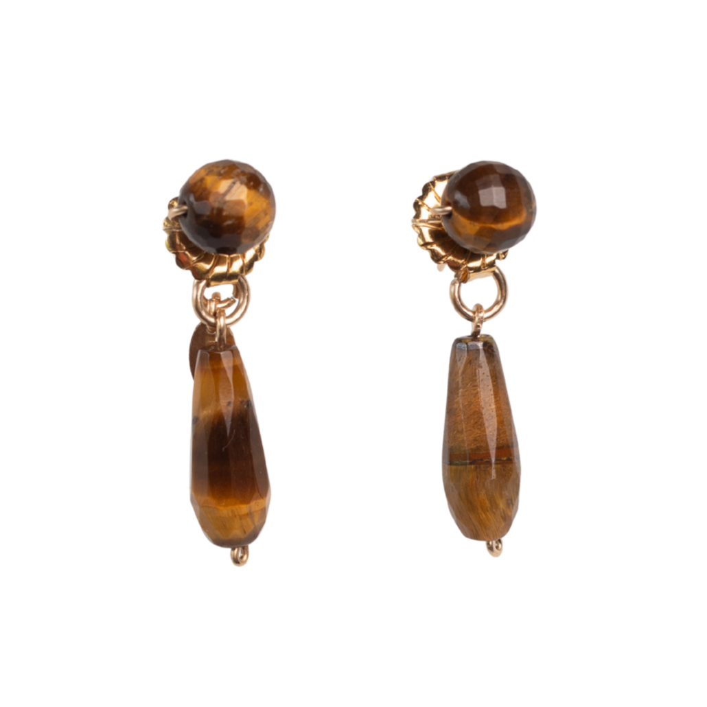 Melaza Earrings #1 (35mm) - Tiger's Eye & 14K Gold-Filled